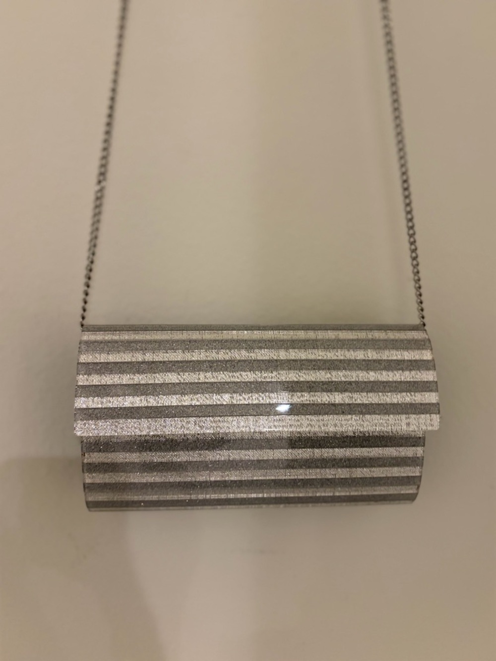 New! Silver Metallic Evening clutch/ Crossbody Bag